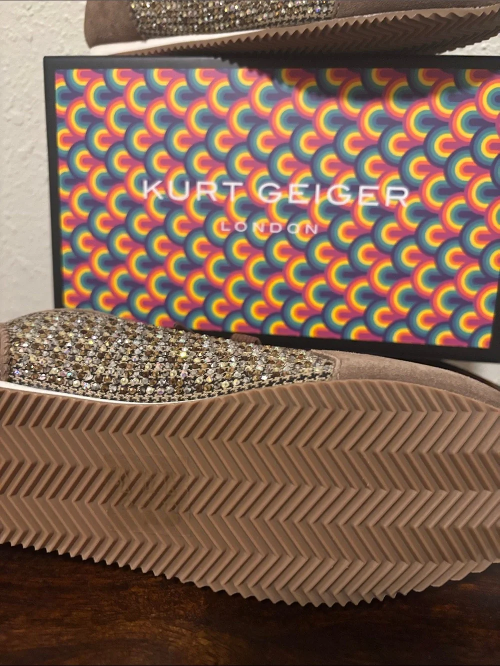 Kurt Geiger Men’s Brown Suede Sparkle Trainer